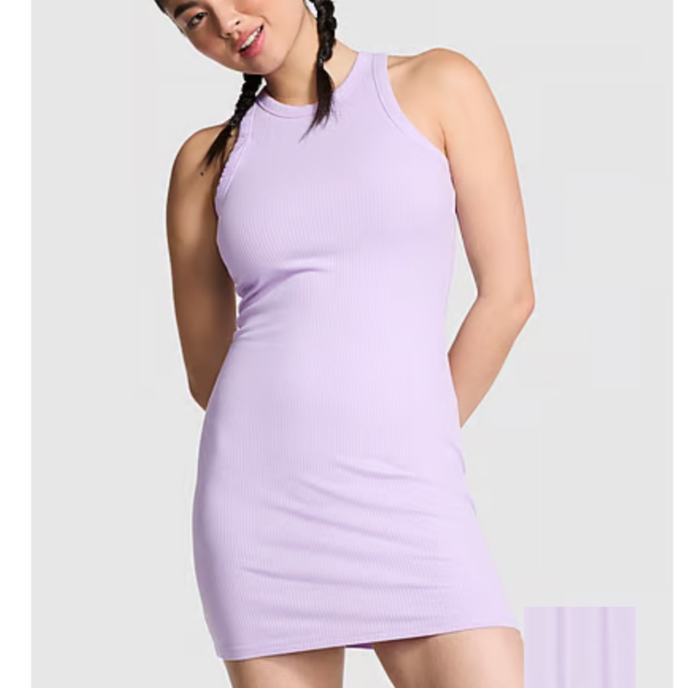 Lilac Sleeveless Mini Ribbed Dress